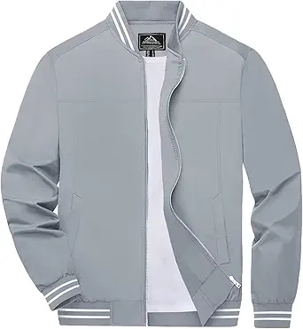 Boladeci Men's Bomber Jackets Lightweight Water Resistant Breathable Spring Fall Full Zip Thin Windbreaker Light Jackets