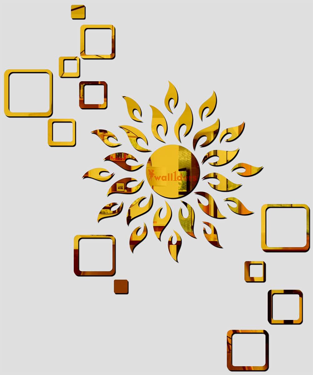 Wall1ders Sun Golden with 12 Square (Sun Size 45 cm x 45 cm), Mirror Stickers for Wall, Acrylic Stickers, Wall Mirror Stickers, Wall Stickers for Bedroom, Hall, Home Offices (B096MNBTRZ) Amazon Price History, Amazon Price Tracker