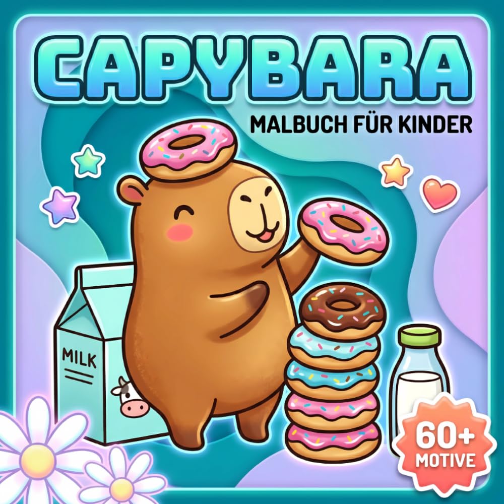 Capybara Malbuch: Perfektes Geschenk Für Geburtstage Und Feiertage Mit Einfachen Vorlagen Für Mädchen, Jungen Und Teenager
