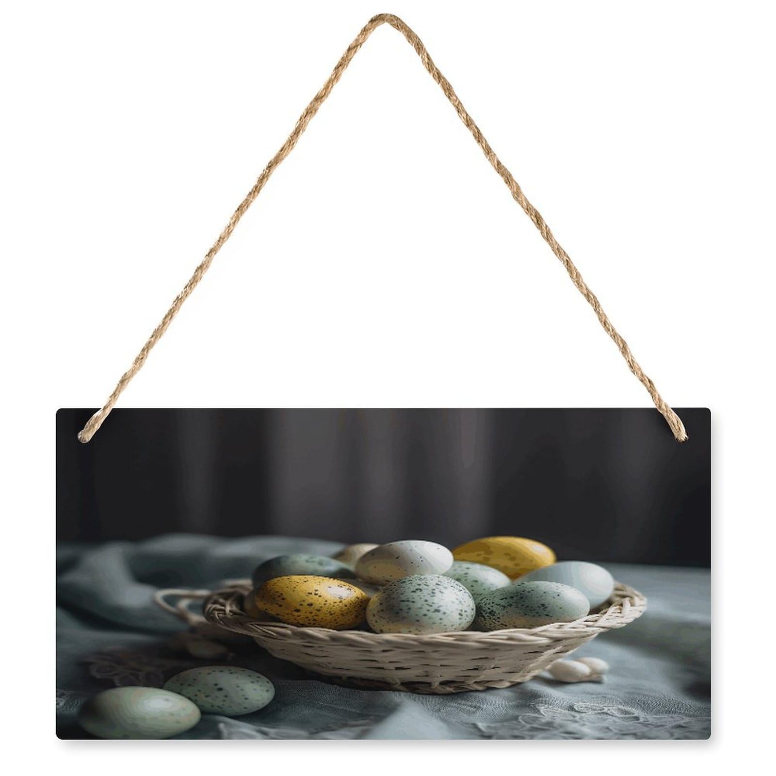 Fodpand Style Easter Egg Basket Wall Art Wooden Hanging Sign Decor, Artwork For Wall Decoration, Funny Plaque For Bedroom Kitchen Living Room Home Decoration 9.8 X 4.9 Inch