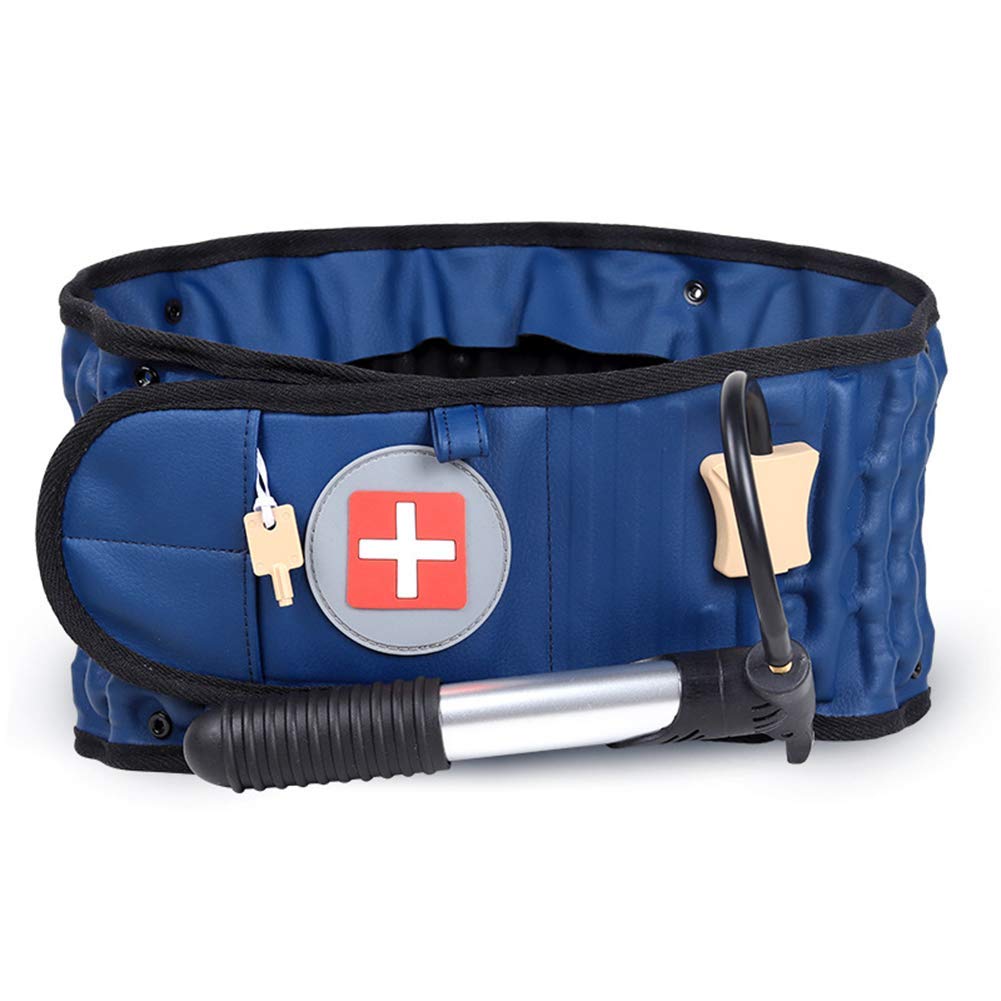 PaRfcoInflatable Decompression Back Belt, Scoliosis, Elikliv Breathable Lumbar Spine Support, Sciatica, Adjustable Support StrapsBace for Lifting, Back Pain - (Color : Blue)