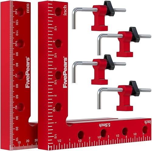 Fivepears Juego de 2 abrazaderas cuadradas de posicionamiento de 90 grados para carpintería, abrazadera de esquina de ángulo recto de precisión de