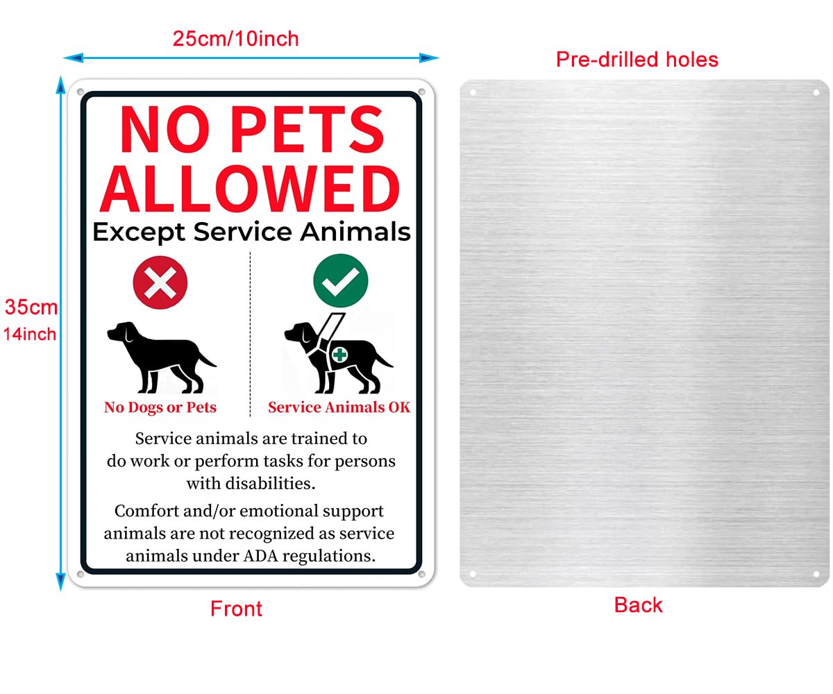 E-HORDE No Pets Allowed Sign 10x14 Inches, Aluminum 'No Dogs Except Service Animals' - Image 4