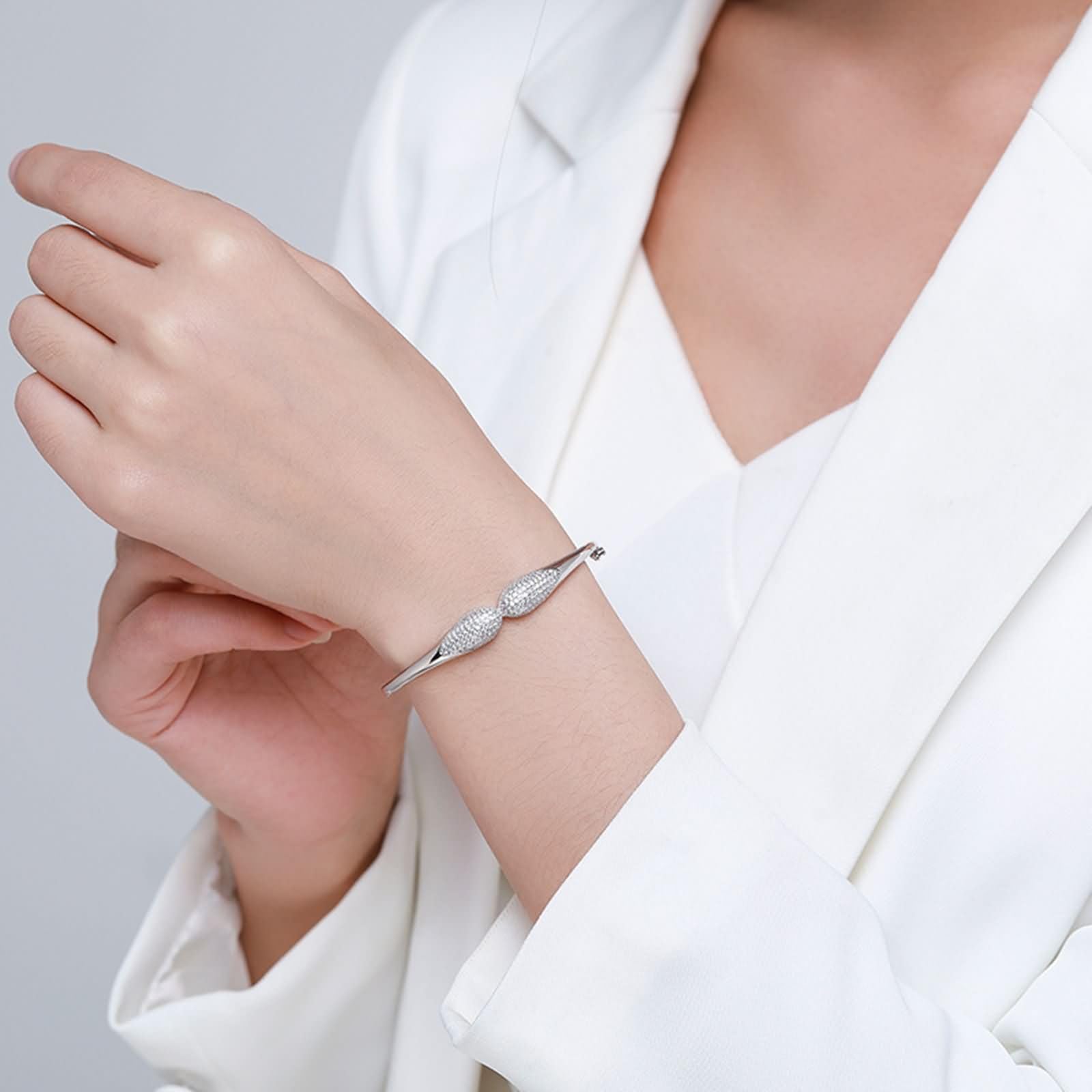 Pulseras de Mujer de Oro Blanco 9 Kilates / 14 Kilates / 18 Kilates, Gota de Agua con Moissanita, Cadena 16 CM, Pulseras de Plata Mujer