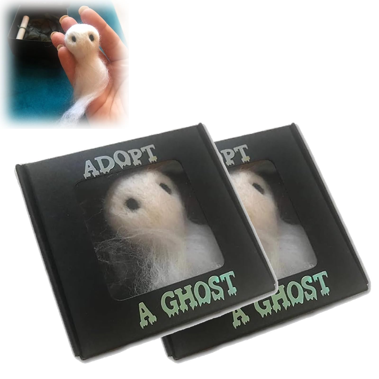 KLUFO Adopt A Ghost - 2024 New Super Cute Little Pocket Ghost with A Tiny Scroll, Mini Plush Stuffed Ghost Doll, Creative Gift for Spooky Movies, Ghost Stories, Halloween Decoration Lovers