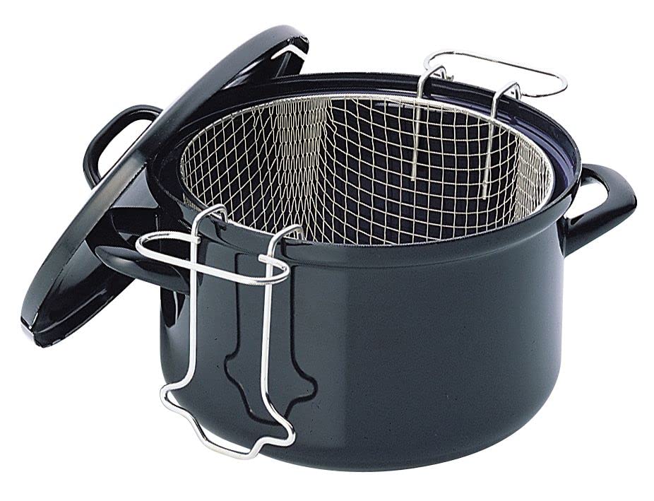 BK Fortalit Emaillierter Stahl Induktionskompatibel 24cm/3L Fritteuse Bratentopf mit Deckel, spülmaschinenfest, PFAS-frei, Schwarz – Bild 4
