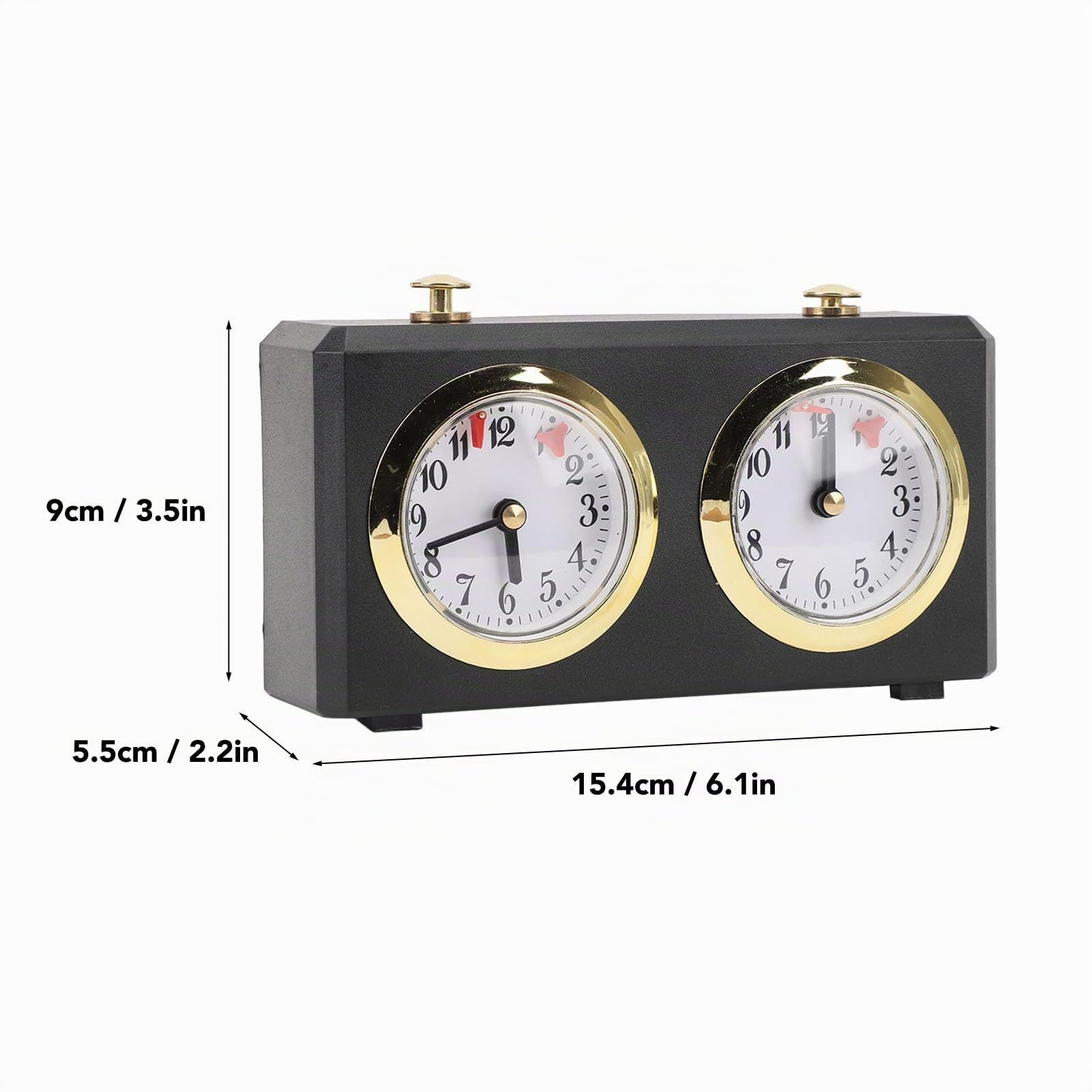 Horloge d'échecs analogique, mécanisme Multifonctionnel à remontage Professionnel, Portable, Grands Cadrans faciles à Lire, compétitions d'échecs Chinoises, minuterie (Black)