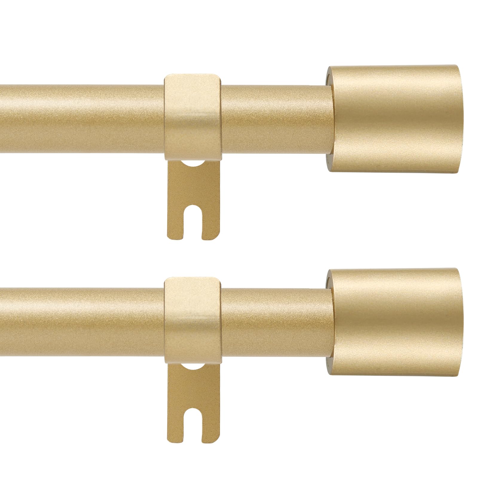 Curtain Rod for Windows 28 to 48 Inch, 2 Pack 5/8 Inch Gold Adjustable Curtain Rod, with 4 Brackets, Easy Installation and Simple End Caps, For Living