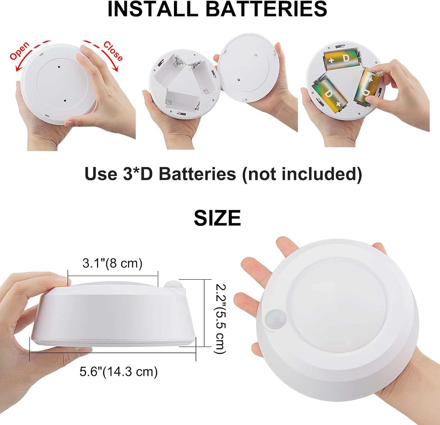 BIGMONAT Ceiling Light with Motion Sensor, Battery Operated Led Shower Light, Wireless Overhead Lighting for Hall Corridor Corner Stairs Closet Pantry Laundry Room, 300 LMS