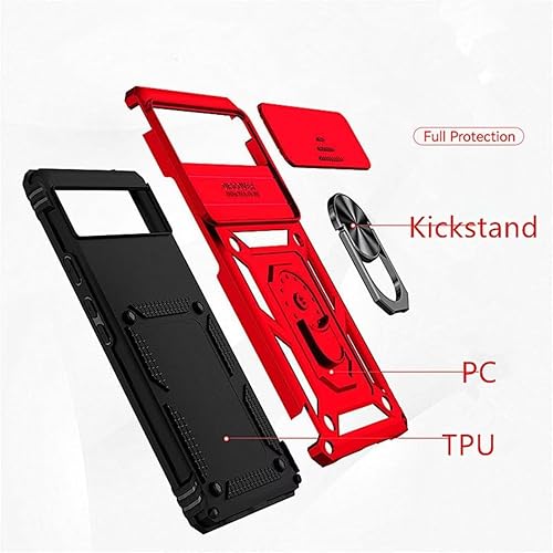 Miniatura 9 de Funda para Google Pixel 6A, protección de grado militar para automóvil soporte integrado Soporte de anillo de metal de doble capa TPU resistente +