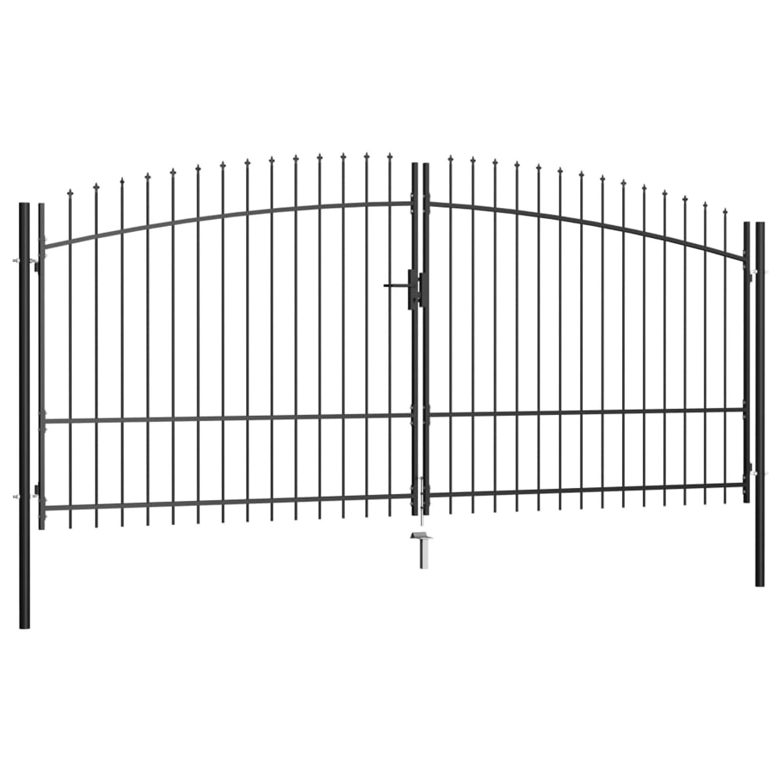 Cancello Doppio Giardino Esterno con Punte a Lancia Cacello per Recinzione Cancello in Metallo Cancello da Esterno con Chiavi -400 x 225 cm