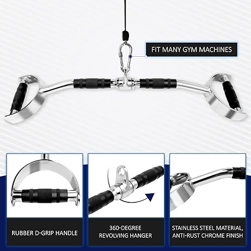 Miniatura 10 de Yes4All Agarre ancho Curl LAT Pull Down Bar Accesorios de goma HandgripsCurl BarPress Down para máquina de sistema de polea de cable
