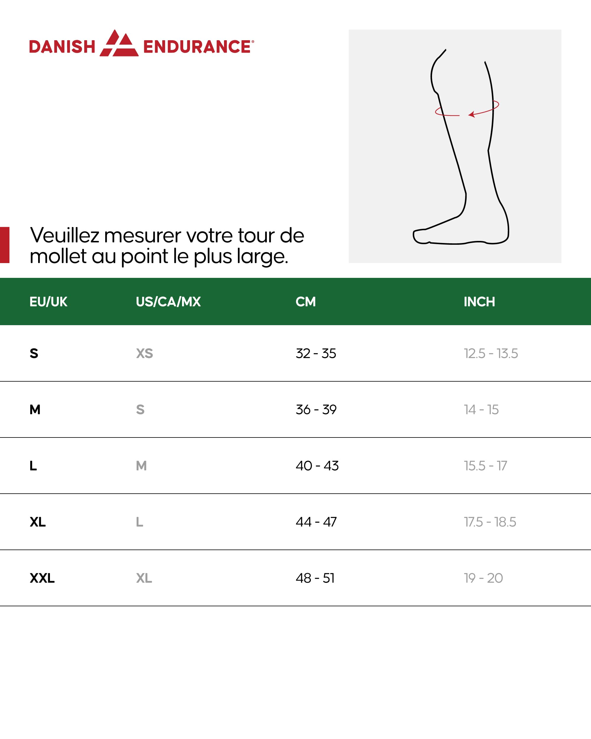 DANISH ENDURANCE Manchons de Compression pour Mollets, 21-26 mmHG, Hommes et Femmes, Unisexe, Lot de 1 ou 3, Noir, XL