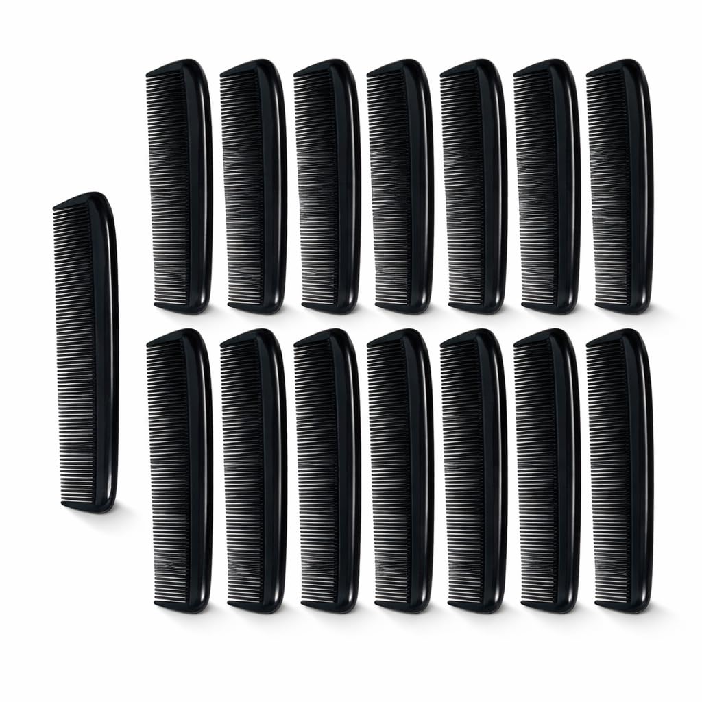GBS - Peine de bolsillo negro irrompible de 5 pulgadas para barba y bigote de bolsillo fino para hombre, ideal para viajes