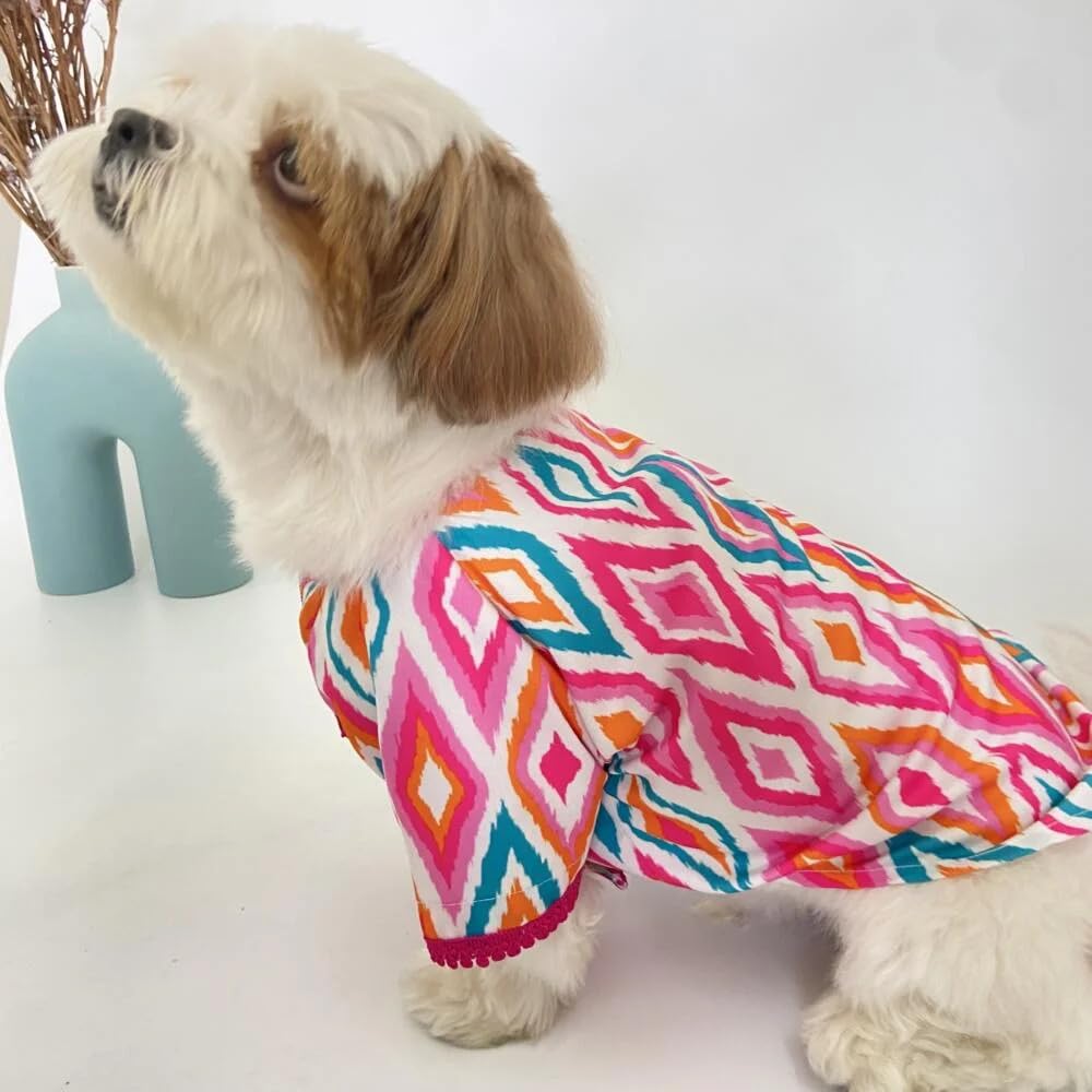 Coochipoo Fuchsia Ikat Angarkha for Dogs and Cats - Handmade, Traditional Elegance with Lace Detailing (L) (B0CKX82X4X) Amazon Price History, Amazon Price Tracker