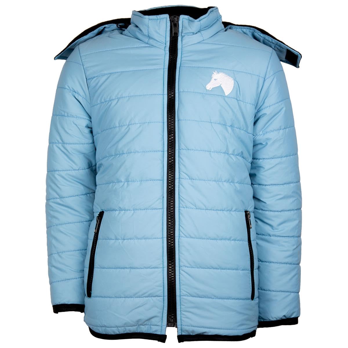 Set da equitazione invernale per bambini, giacca da equitazione Moni, azzurro, trapuntata con inserti in silicone, colore: grigio