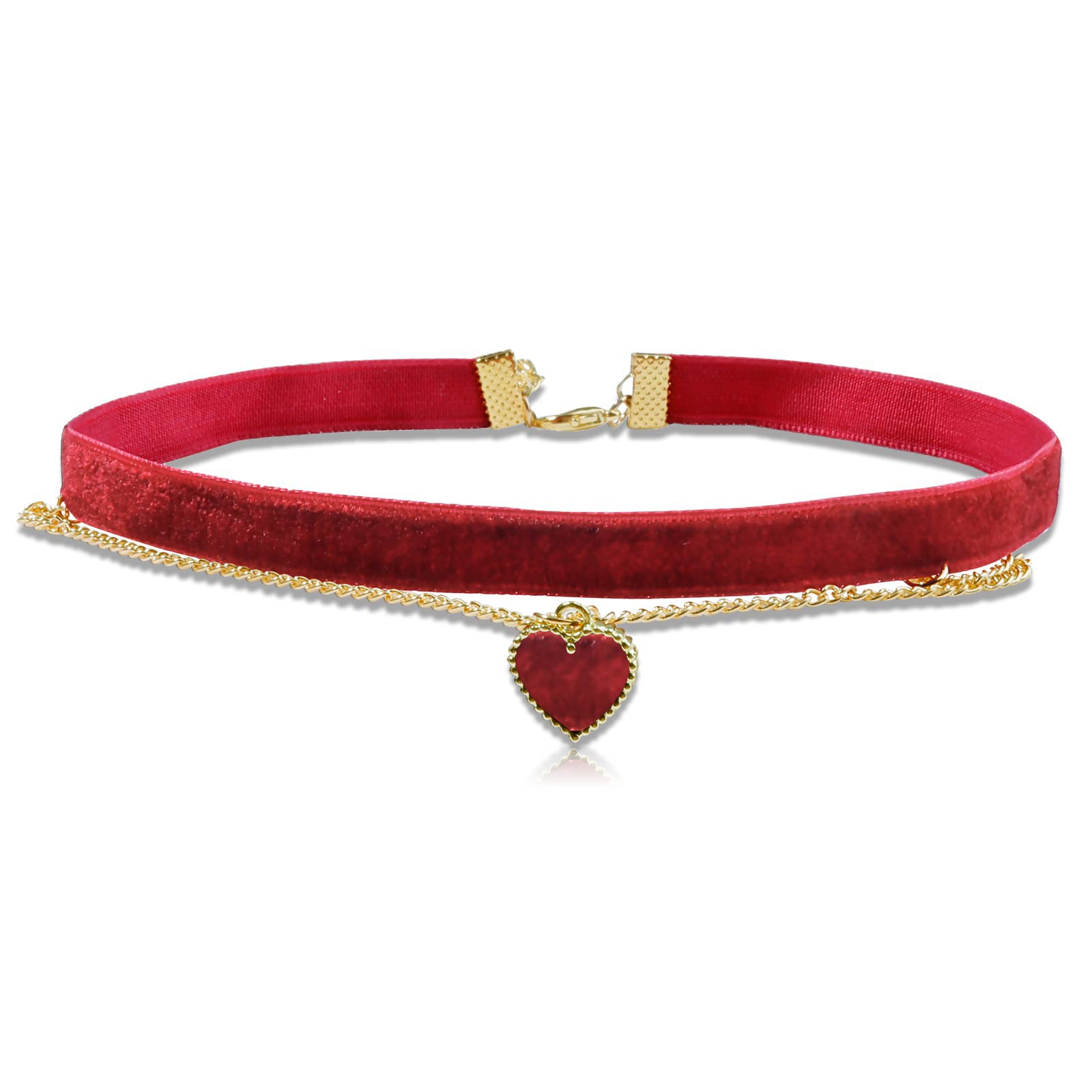 Heart Velvet Choker Necklace for Women Adjustable Red Choker Collar Necklaces Layered Goth Black Velvet Choker Jewelry-image-40