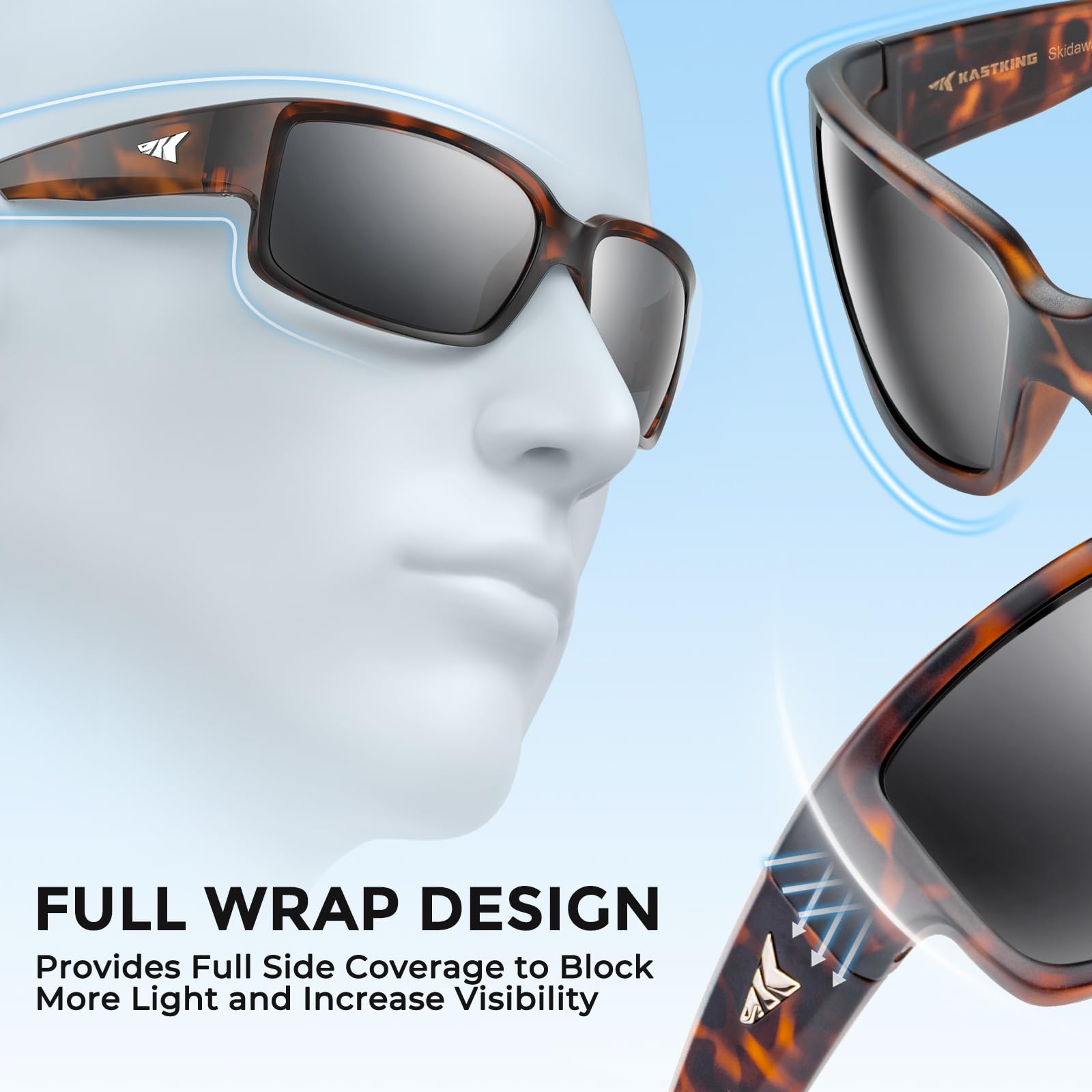 KastKing Gafas de sol deportivas polarizadas Skidaway para hombres y mujeres, ideales para conducción, pesca, ciclismo y correr, protección UV, Marco: Matte Demi / Lente: Humo, Talla única