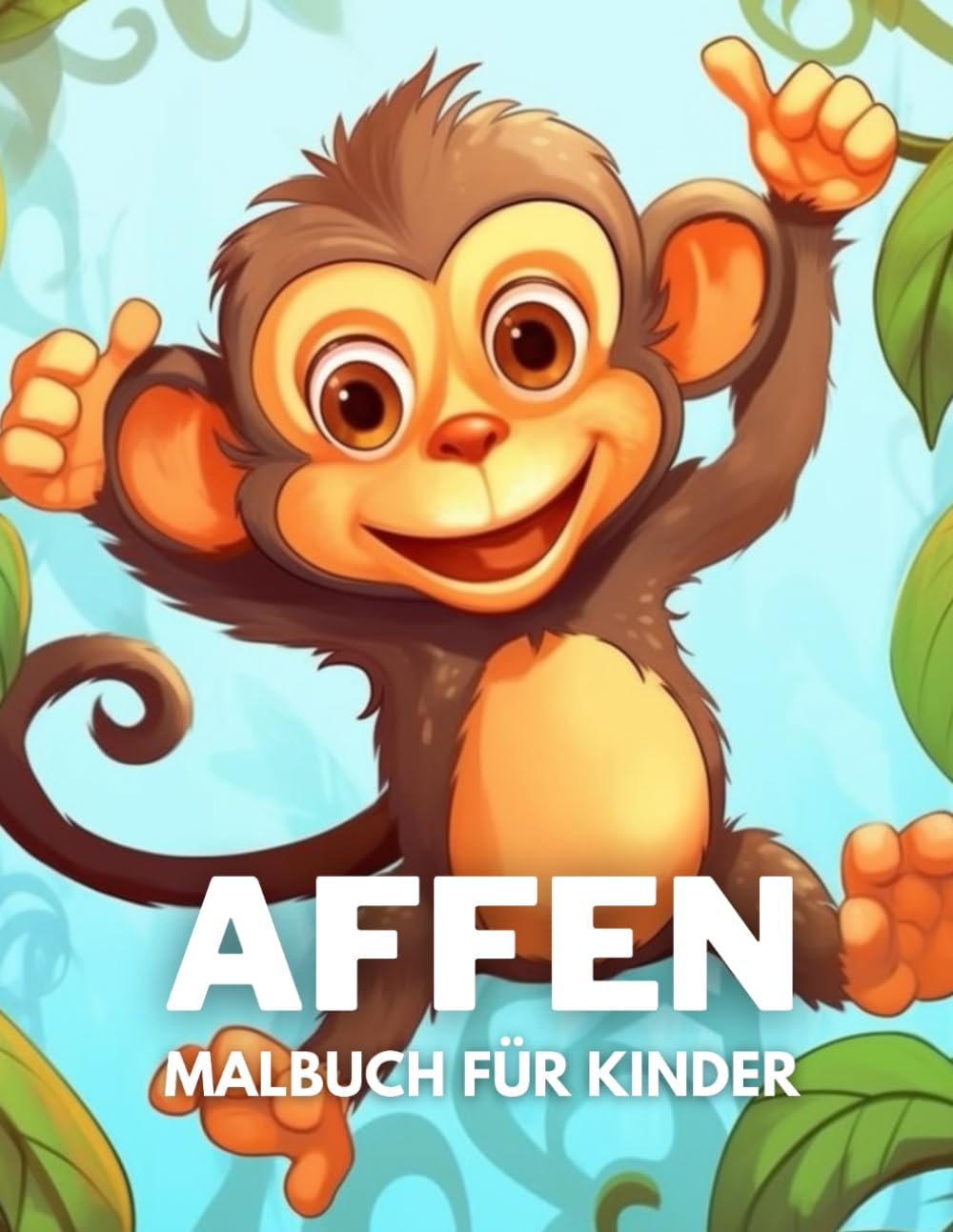 Affen Malbuch für Kinder: +40 lustige und einfache Zeichnungen von niedlichen Affen zum Ausmalen für Kinder, Jungen und Mädchen, die Affen lieben und Stress abbauen und entspannen