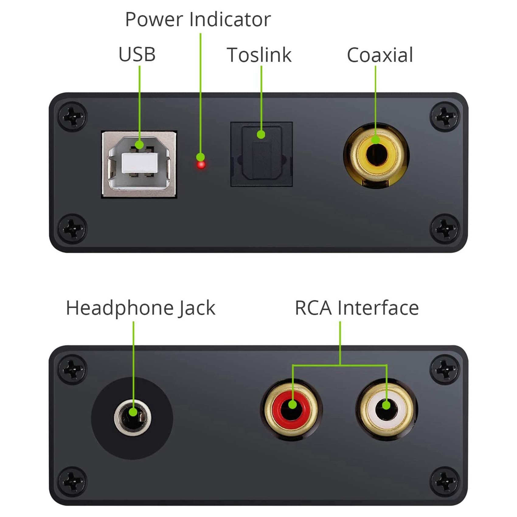 2X Convertitore da USB A SPDIF Coassiale e Jack per Cuffie da 3,5 mm Adattatore Audio Ottico USB USB PCM per