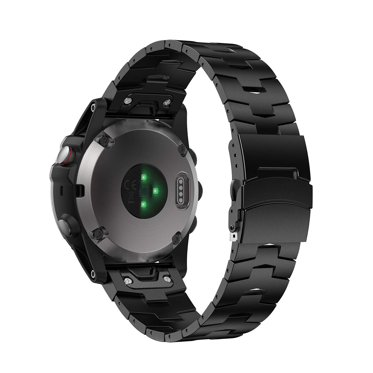 LDFAS Fenix 7/6/5 Band, 22mm Vented Titanium Metal Quick Fit Watch Strap with Enhanced Durability Version Compatible for Garmin Instinct, Fenix 7/6 Pro/Fenix 5 Plus/Epix 2, DLC Black