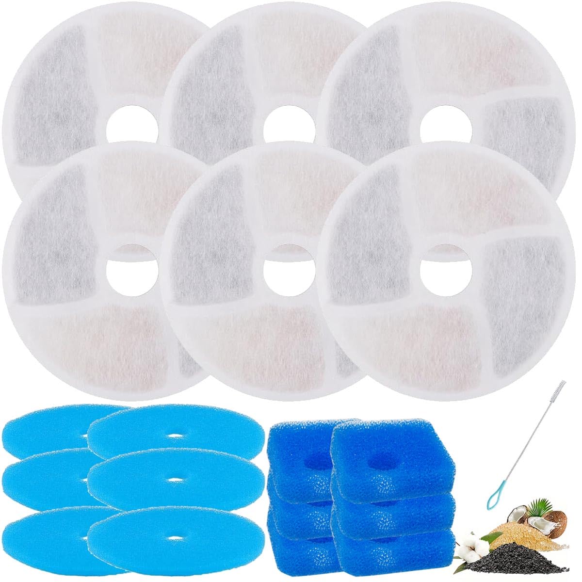 Acmerota PWF-002 Replacement Filter Compatible for Oneisall PWF-002 Stainless Steel Dog Water Fountain for Large Dogs Dispenser Filter with Clean Brush