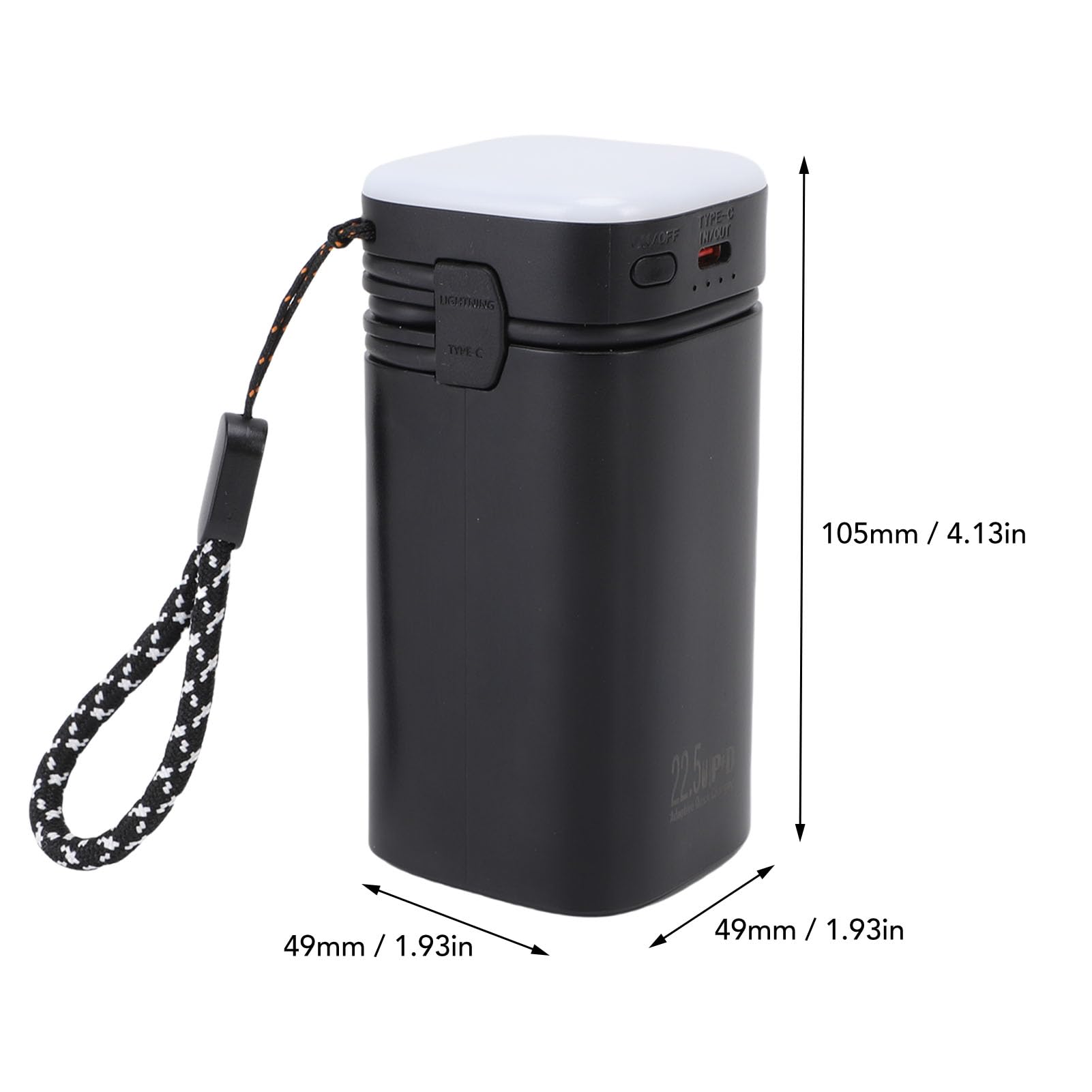 SEAFRONT Caricabatterie Portatile 22.5W 20000mAh Power Bank con Luce da Campeggio, Batteria Esterna in Lega di Alluminio per Viaggi Campeggio Escursionismo Gite in Famiglia Ricarica Rapida 4 Uscite