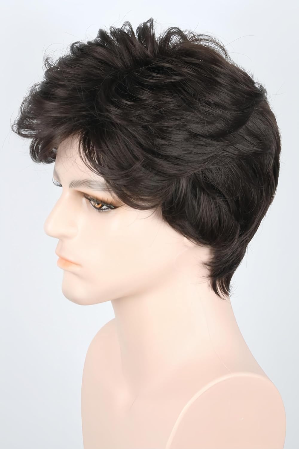 LeMarnia 70s Wigs for Men Dark Brown Short Curly Bouffant Wigs Halloween Costume Party Wig, Dark Brown-1, 28 cm x 5 cm - Image 4