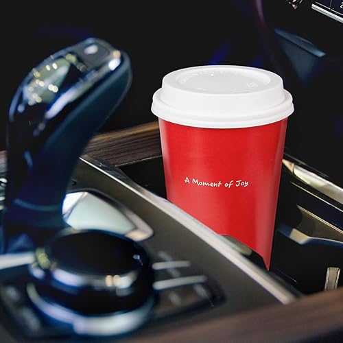 Miniatura 5 de Tazas de café desechables con tapas de 16 onzas (paquete de 100), taza de café roja con aislamiento de doble pared para bebidas frías calientes, té,