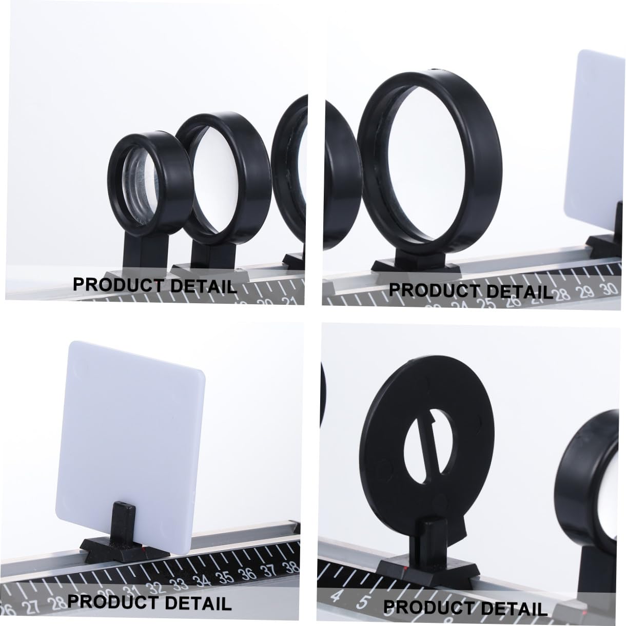 GLEAVI Juego de óptica didáctica kit laboratorio físico con lentes cóncavas convexas espejo óptico instrumentos ópticos experimentos científicos 19,7 x 3,1 x 2 pulgadas