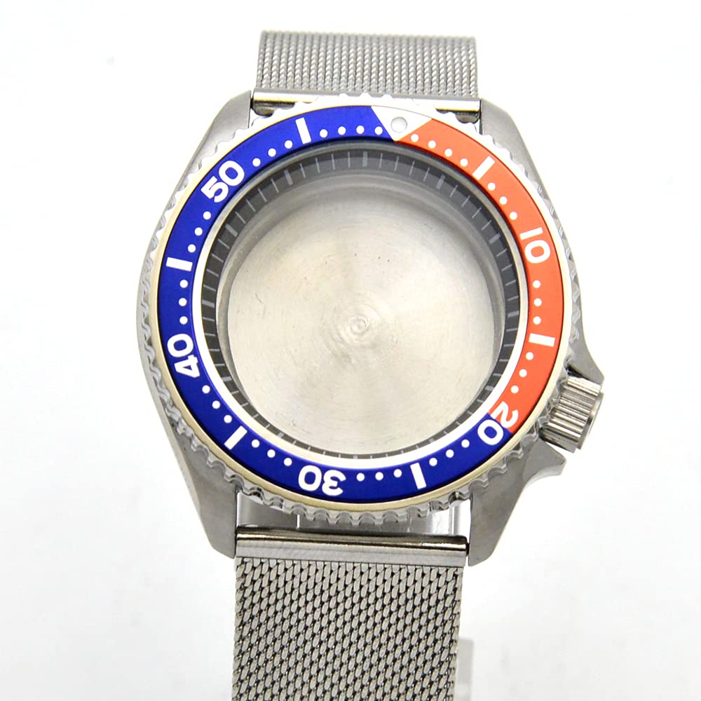 42 mm metalowy pasek do zegarka pasek do zegarka zestaw etui do japońskiego mechanizmu NH35 NH36 akcesoria, niebieski + pomarańczowy, bransoletka