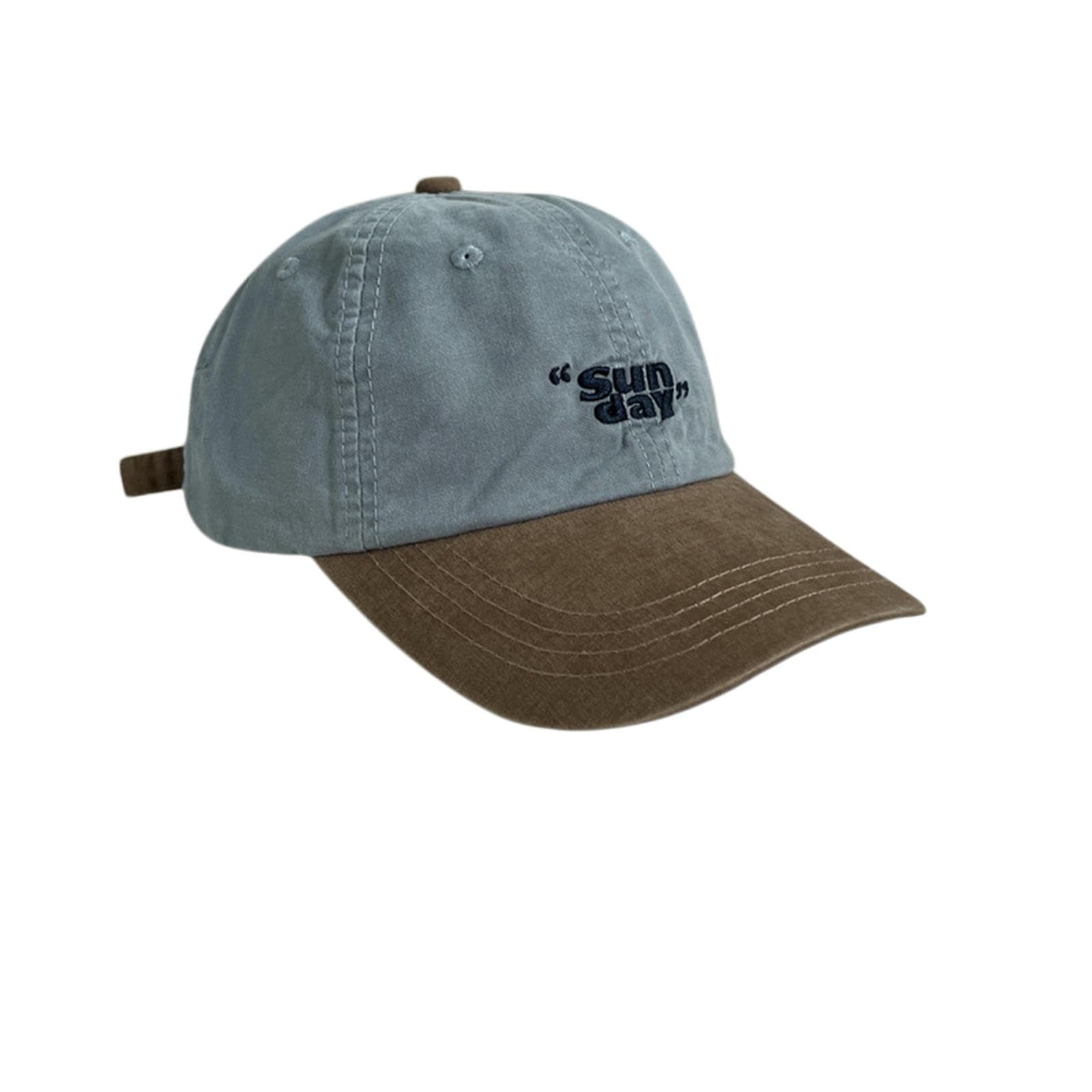 Gyios Cap Niche Color-blocking Design Baseball Hat Cotton Visors Vintage Snapback Style Teenagers Female-blue