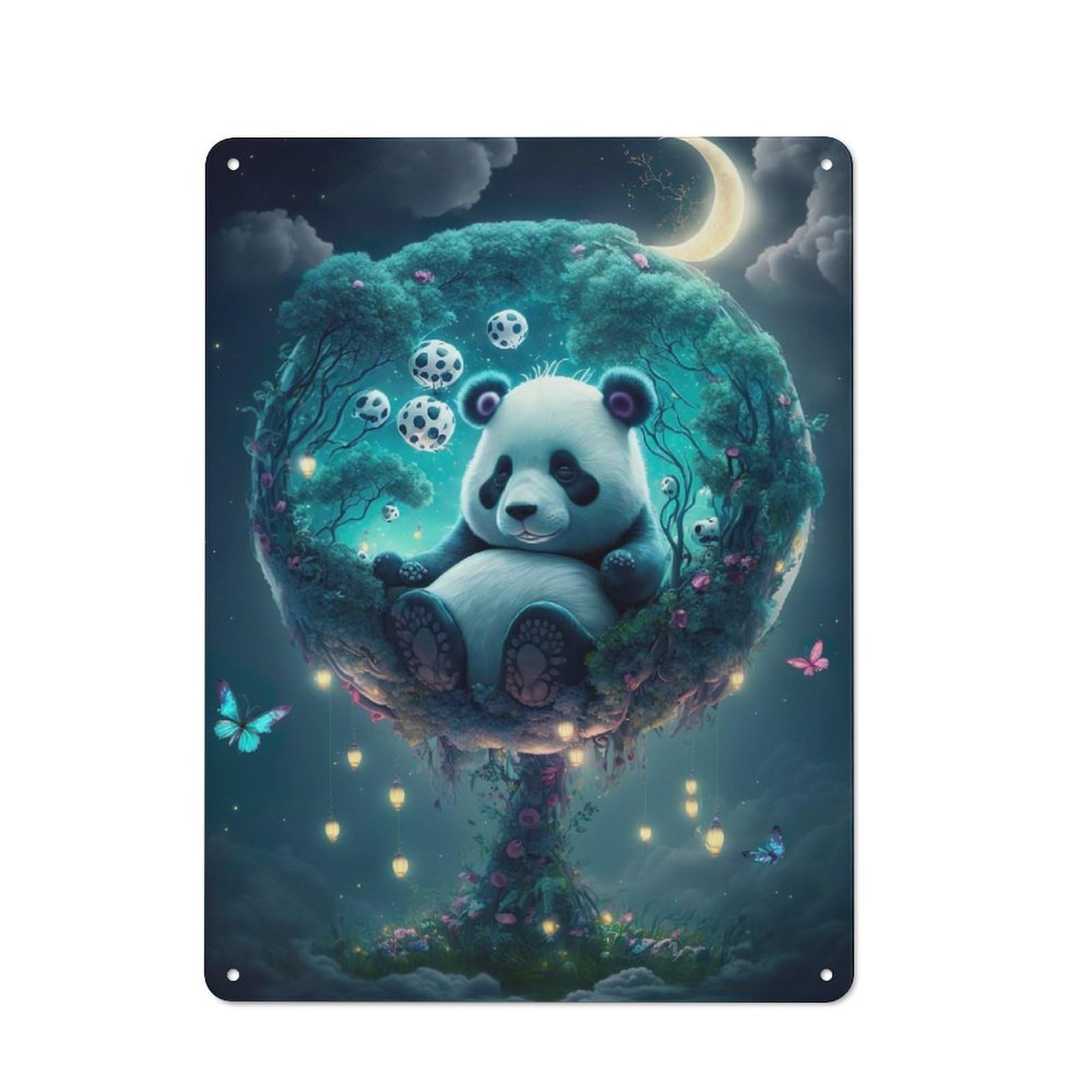 Junmoney Snoozing Panda Vintage Vintage Metal Sign 40X30cm Featuring Room Wall Plaque For Flat, Dorm Room, Lounge Or Cafe