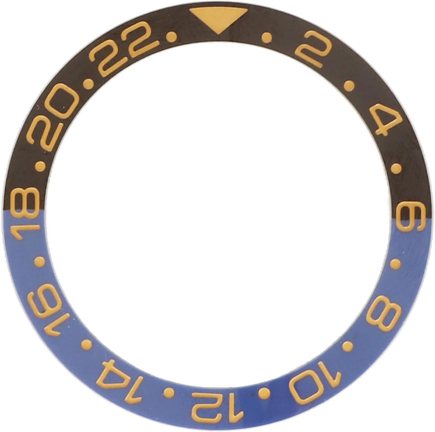 38mm Ceramic Watch Bezel Insert with Gold Digit Blue Black Base, Replacement Ring for Watch Accessory