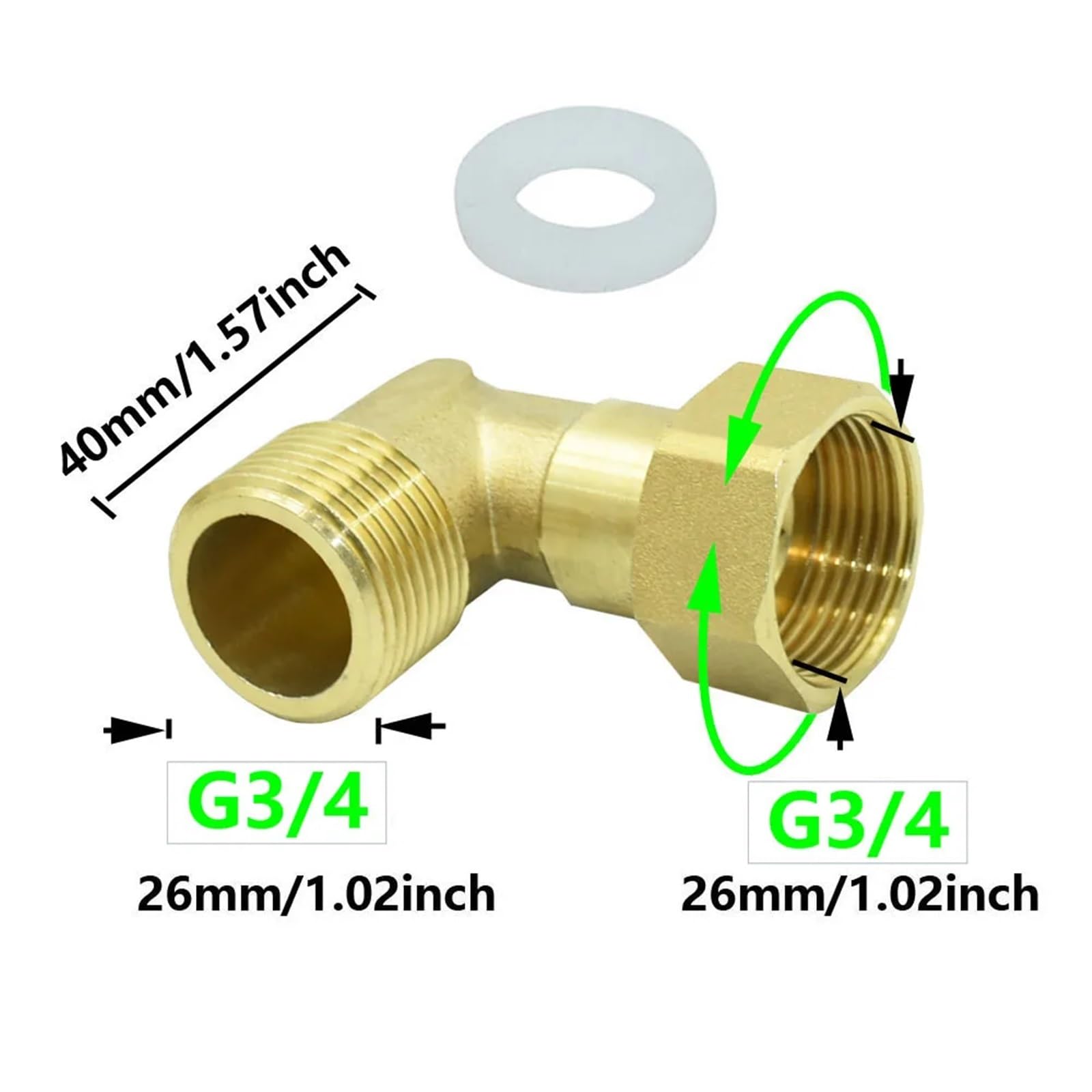 1pcs Brass 3/4" 1" Male Female Thread Elbow Connector 90 Degrees Hose Fittings Tube connectors Rotate G3/4 G1 Water Joint