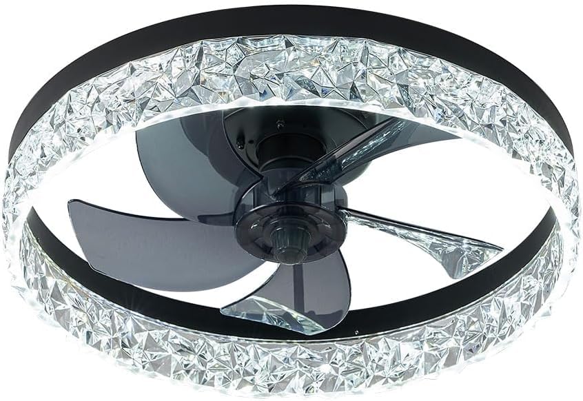 Photo 1 of TXCSLY Ceiling Fan with Lights, 20 inch Ceiling Fan with Remote Control Low Profile Flush Mount Ceiling Fan for Bedroom Living Room (Black)