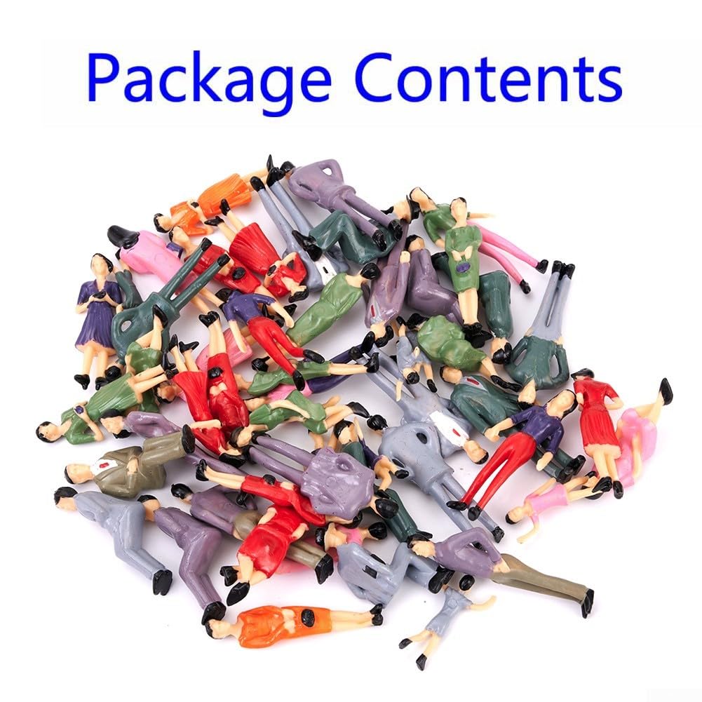 50 Pcs Plastic Model People Figures 1:32 Scale Miniature Sitting Standing Figurines for Train Layouts Dioramas Landscape Scenery Decoration Sand Table Making Outdoor Garden Decor