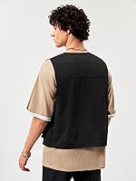 Vista 2 de Verdusa Chaleco tipo cargo steampunk sin mangas con hebilla con cremallera y bolsillo con solapa para hombre