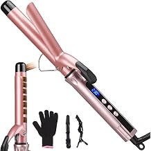 Hair Curling Wand 1Inch Curling Iron, Professional Ceramic Hair Curler Wand with Heat-Resistant Glove, Dual Voltage