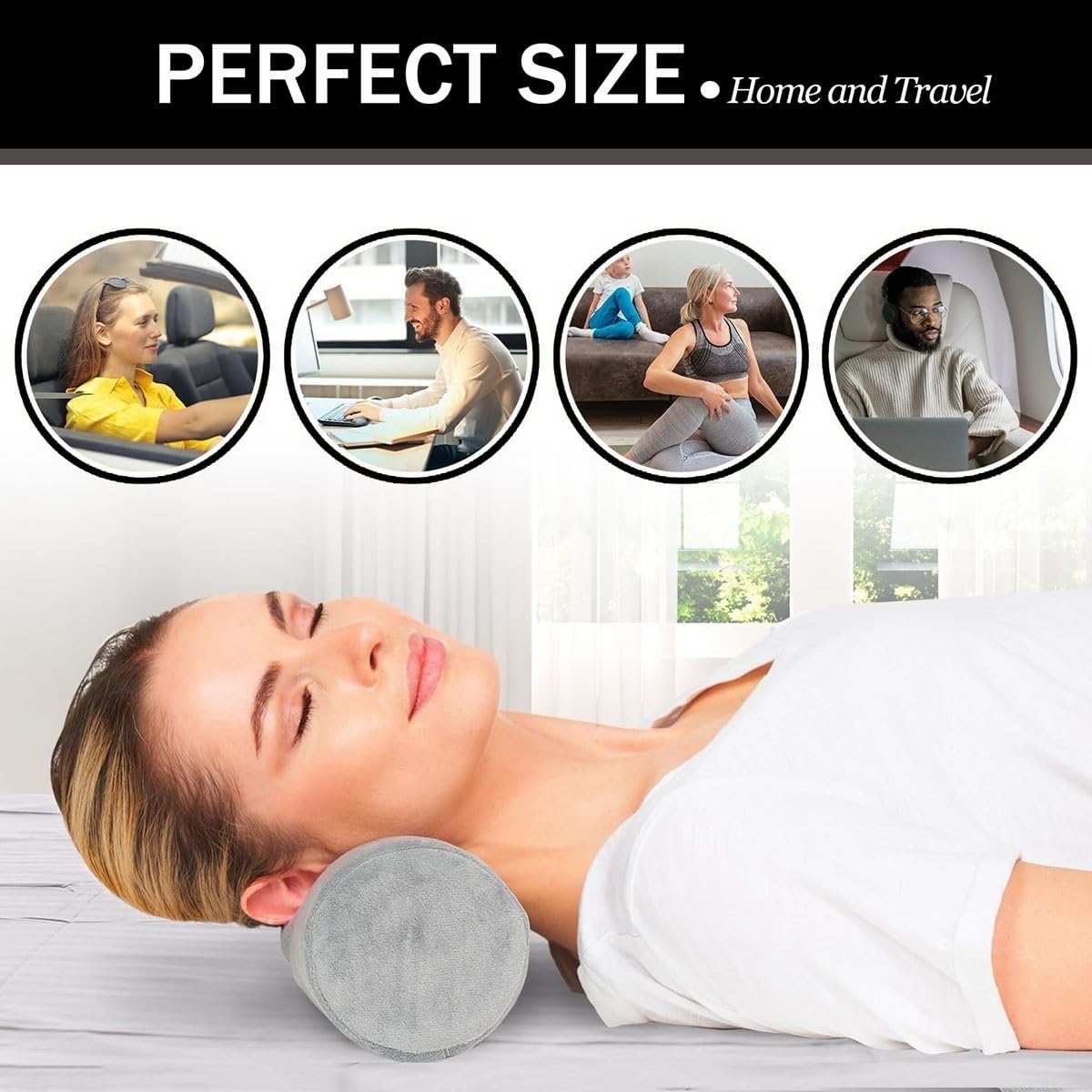 Cuscino Cilindrico Rotondo, Per Testiera Del Letto, Supporto Per Il Collo, Morbido E Confortevole, Cuscino Lombare Per Divano, Letto, Con Chiusura Dello Spazio (20 X 70 Cm, Rosso Vinaccia - Foto 7