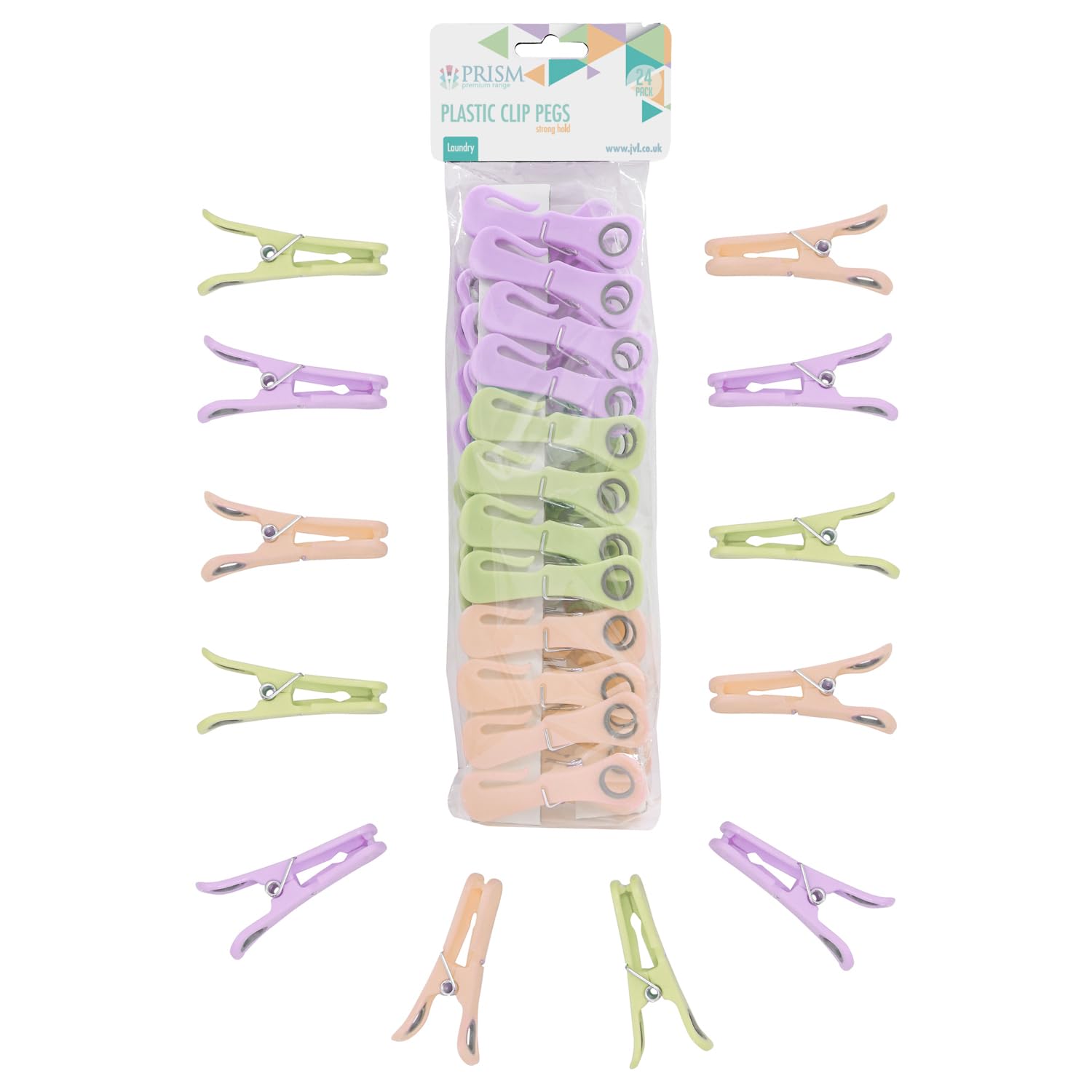 Jvl Assorted 24 Pack Plastic Clip Clothes Pegs – Laundry Pegs – Colours