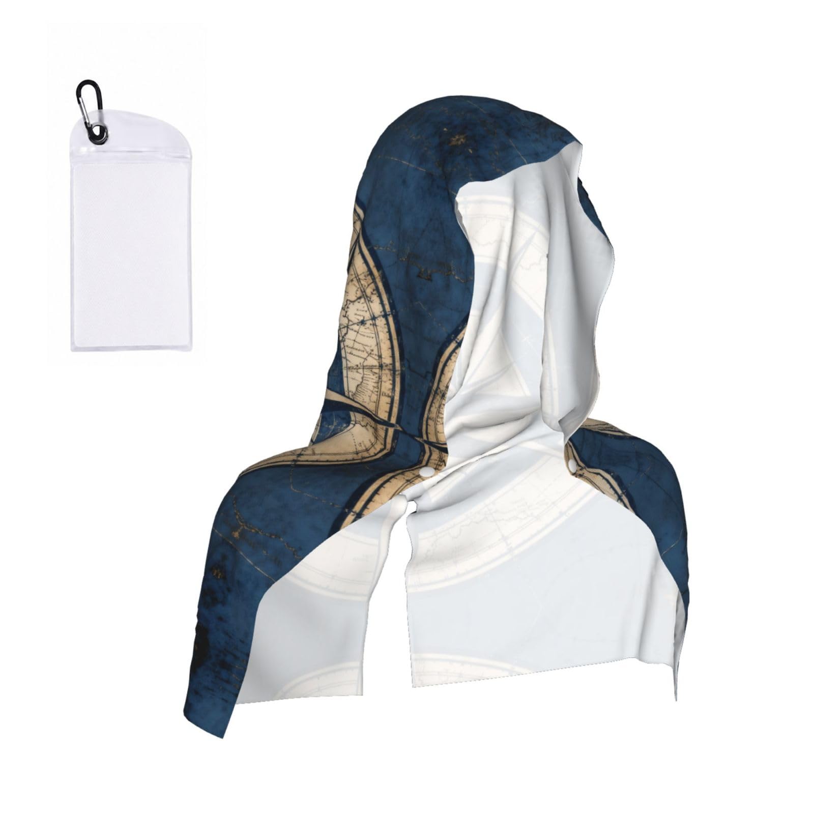 CNTDBU Compass Rose Design Cooling Towel Hooded-Instant Chill Neck Cover for Sports, UV Cooling Rag for Running Gym