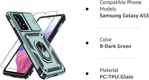 Miniatura 9 de Funda para Samsung Galaxy A53 5G integrada, cubierta deslizante para el lente de la cámara y protector de pantalla, resistente a prueba de golpes,