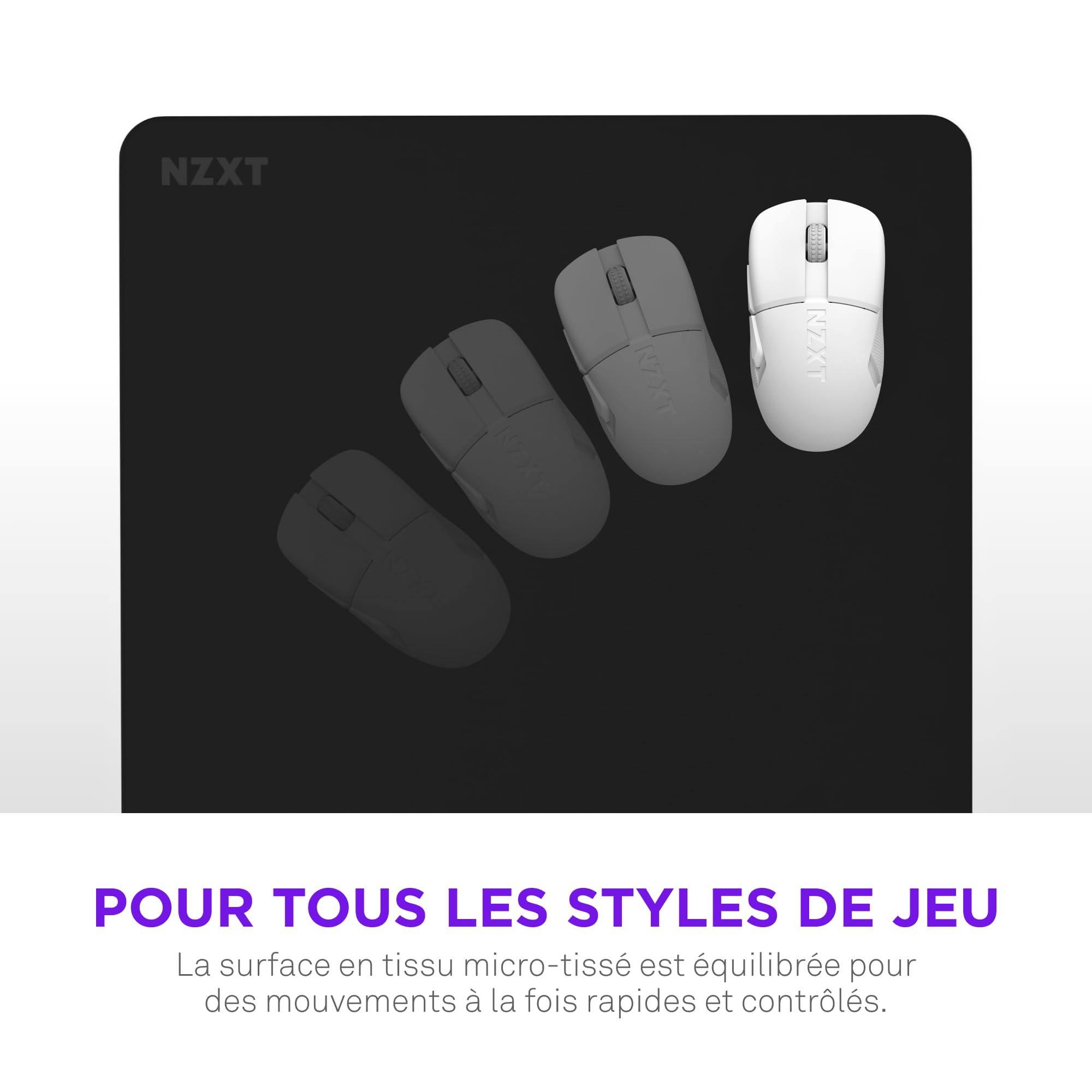 NZXT Zone – Tapis de Souris Gaming XXL – Surface en Tissu Micro-tissé – Vitesse et contrôle équilibrés pour Tous Les Styles de Jeu – Base Anti-dérapante, Bords renforcés – Noir