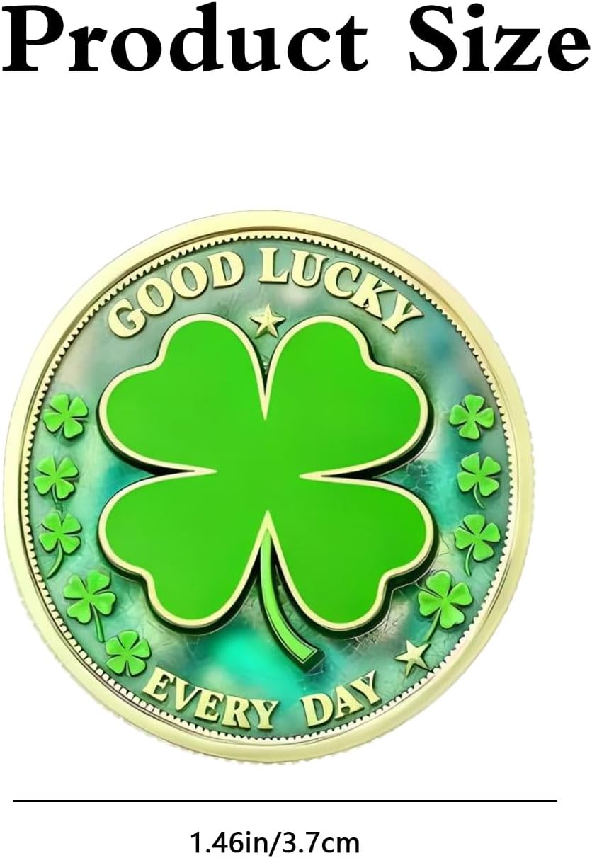 Good Luck Coin, Amuletos de Proteccion y Buena Suerte, Four Leaf Clover Lucky Coin Lottery Scratch Off Tool, Four Leaf Clover Charm Luck Gifts Wealth Fortune - Every Day Good Lucky