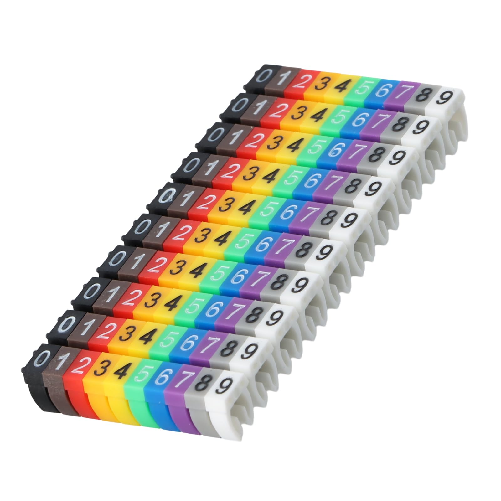 Wire Numbering Marker Plastic, Snap-on Design Cable Marker Tubes, 0~9 Digital Number Tube Wire Number Label Tube