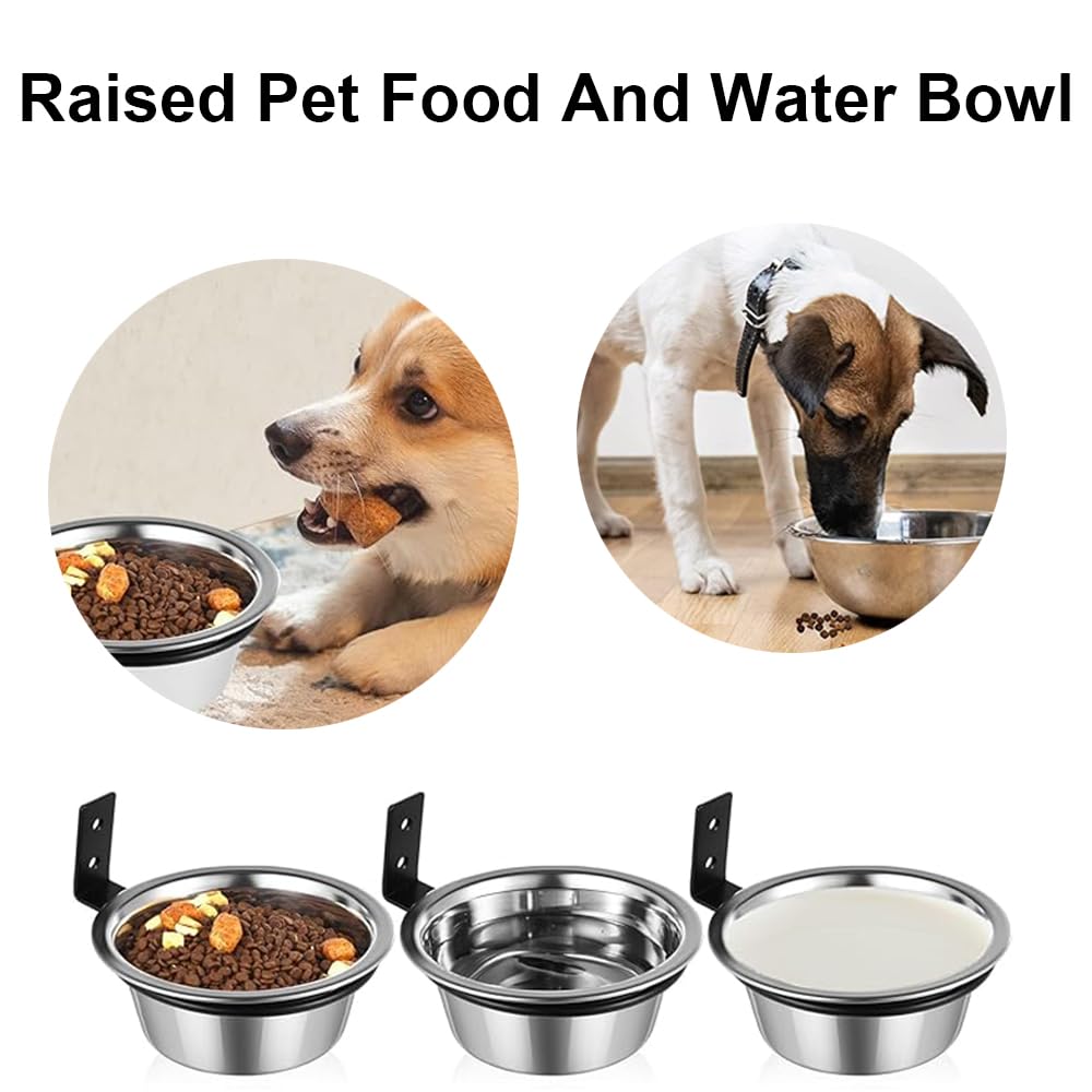 Comedero para Perros de Acero Inoxidable con Soporte Plegable, comederos elevados para Mascotas montados en la Pared para Comida y Agua 21.5cm [Paquete de 2]