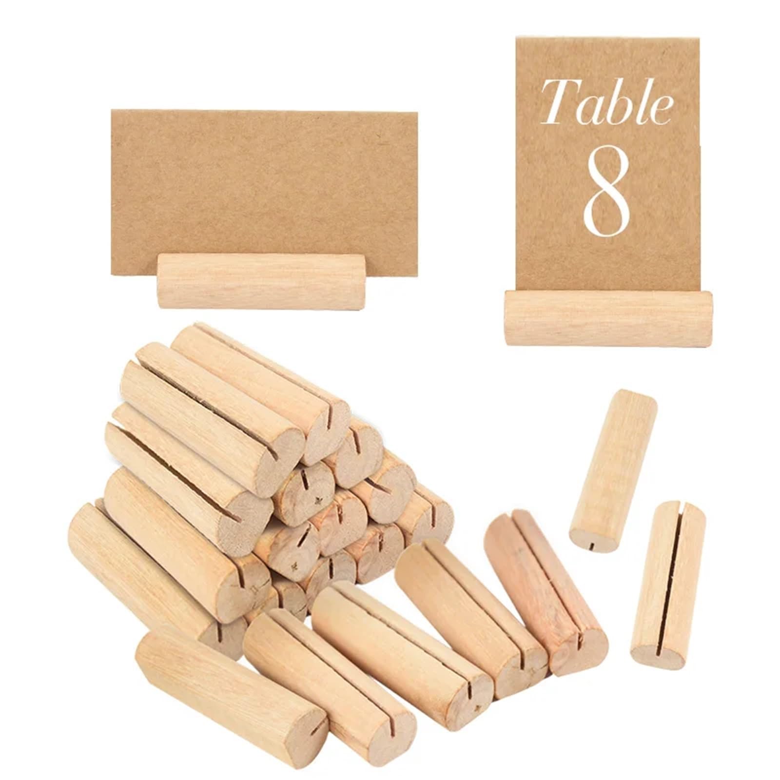 Rustikale Tischkartenhalter aus Holz für Hochzeiten, Foto-Postkarten-Clips, 20 Stück