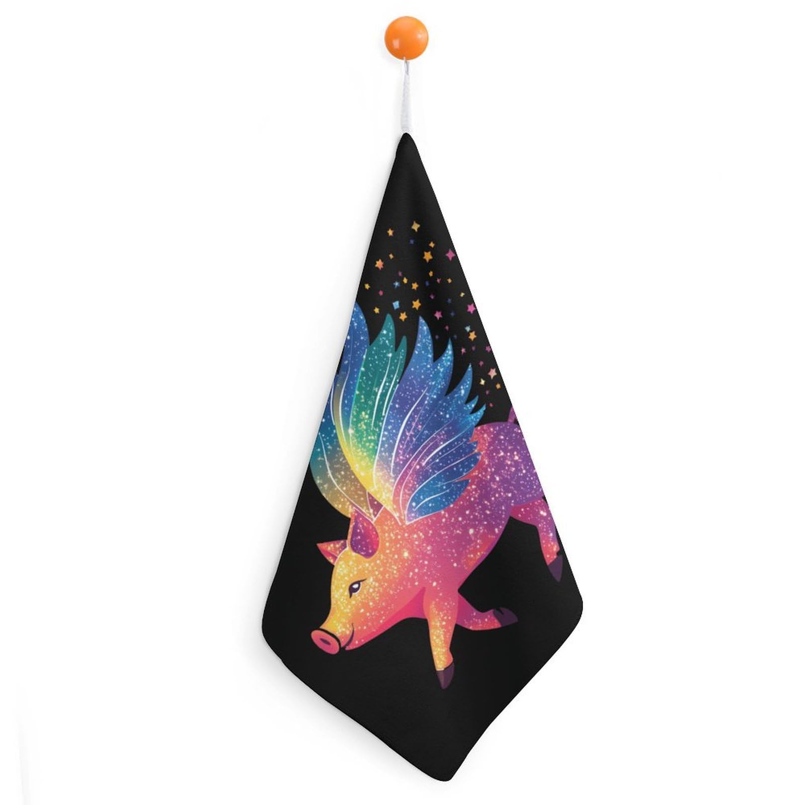 TXFBTRFSA Colorful Flying Pigs Hand Towels with Hanging Loop Kitchen Towel Handkerchiefs Cleaning Cloths