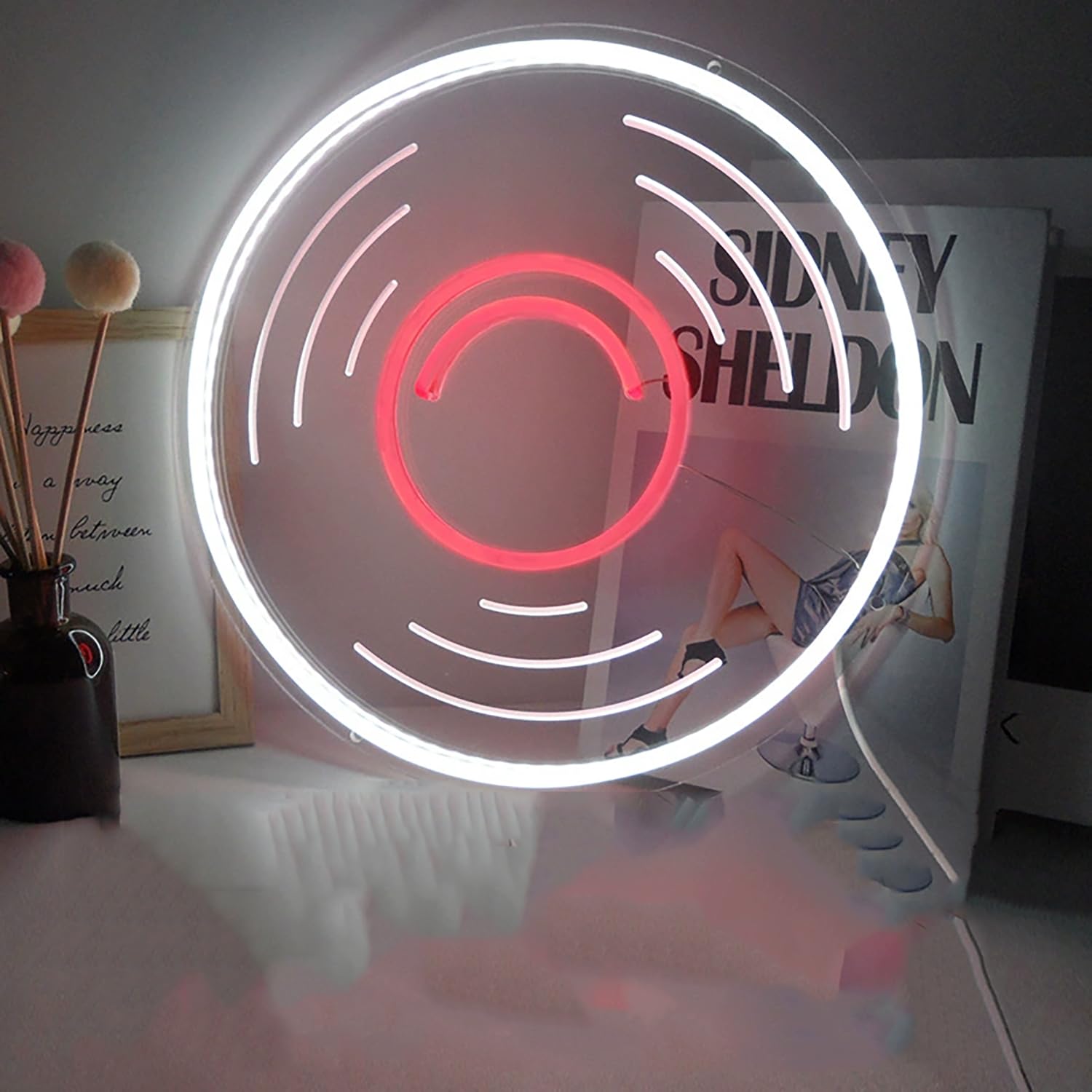 Maimeili Record Neon Sign Dimmable Music Signs for Wall Decor Player Record Live Art Music for Hotel Recording Studio Decor Opening Presents Boys Gaming Room Bedroom Man Cave